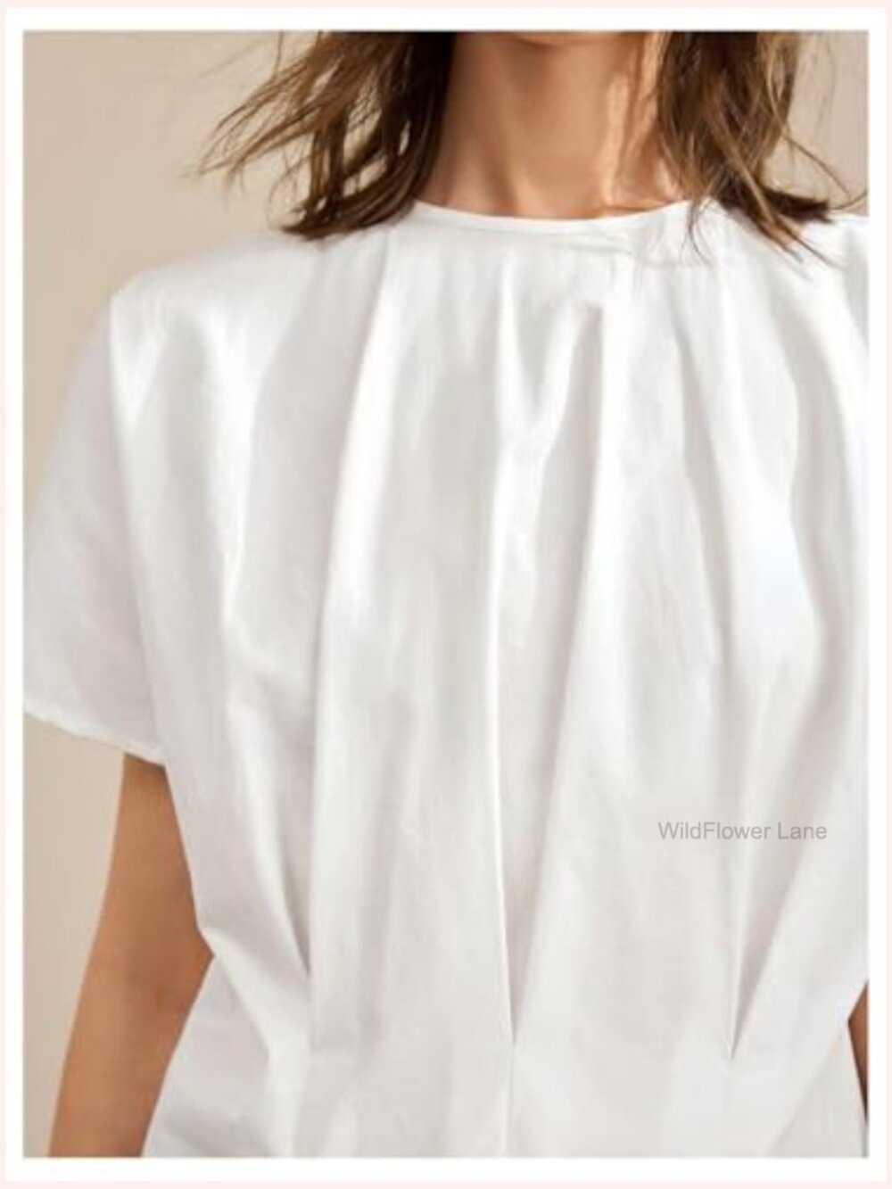 Pleated Ruffle Blouse Top Short Sleeve Dressy Crewneck Summer Shirt - Picture 4 of 5